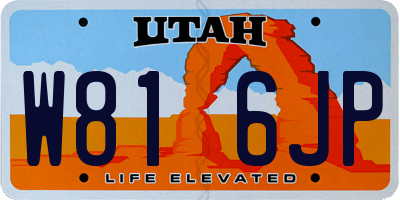UT license plate W816JP