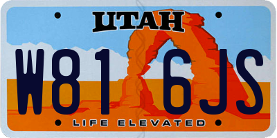 UT license plate W816JS