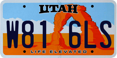 UT license plate W816LS