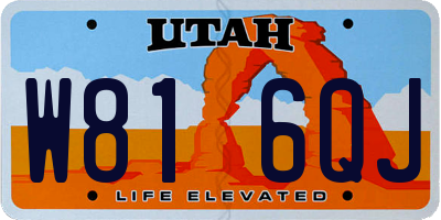 UT license plate W816QJ