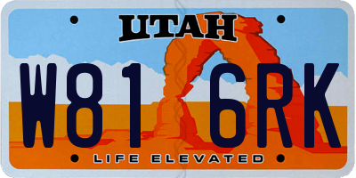 UT license plate W816RK