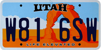 UT license plate W816SW
