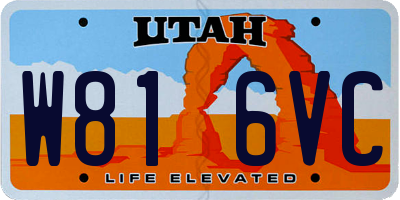 UT license plate W816VC