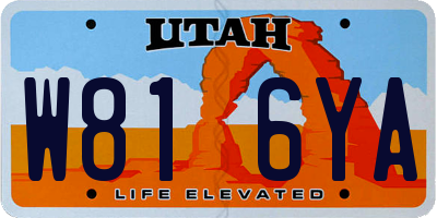 UT license plate W816YA