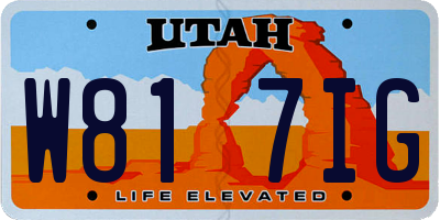 UT license plate W817IG
