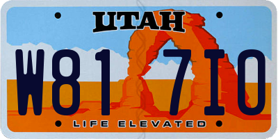 UT license plate W817IO
