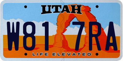 UT license plate W817RA