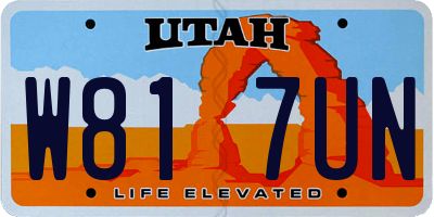 UT license plate W817UN