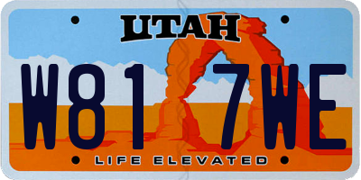 UT license plate W817WE