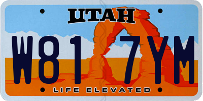 UT license plate W817YM