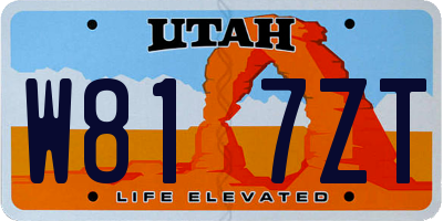 UT license plate W817ZT