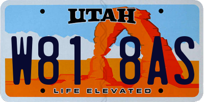 UT license plate W818AS