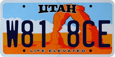 UT license plate W818CE