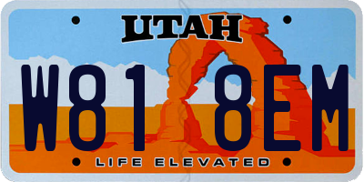 UT license plate W818EM