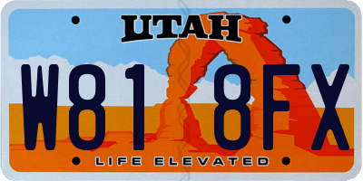UT license plate W818FX