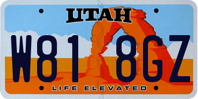 UT license plate W818GZ