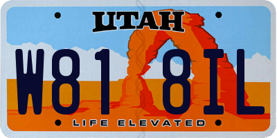 UT license plate W818IL