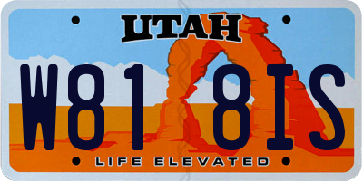UT license plate W818IS