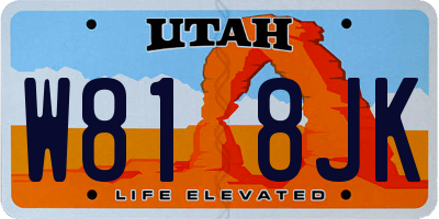 UT license plate W818JK