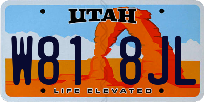 UT license plate W818JL