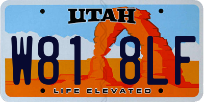 UT license plate W818LF