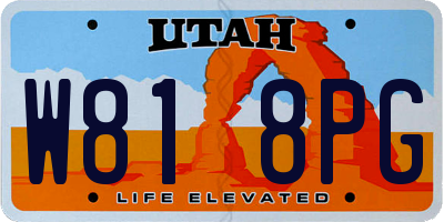 UT license plate W818PG