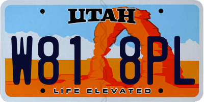 UT license plate W818PL