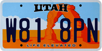 UT license plate W818PN