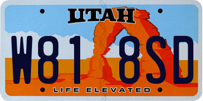 UT license plate W818SD