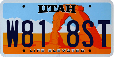 UT license plate W818ST