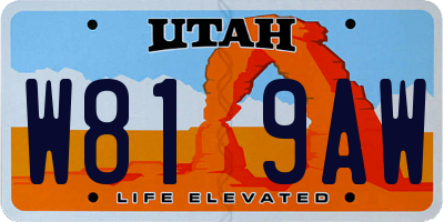 UT license plate W819AW