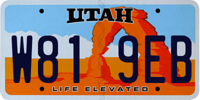 UT license plate W819EB
