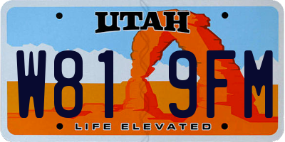 UT license plate W819FM