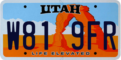 UT license plate W819FR