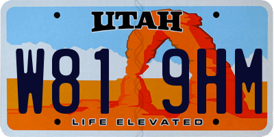 UT license plate W819HM