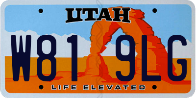 UT license plate W819LG