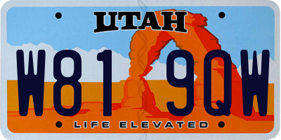 UT license plate W819QW