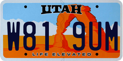 UT license plate W819UM
