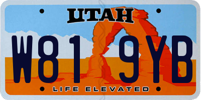 UT license plate W819YB