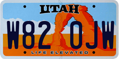 UT license plate W820JW