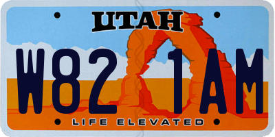 UT license plate W821AM