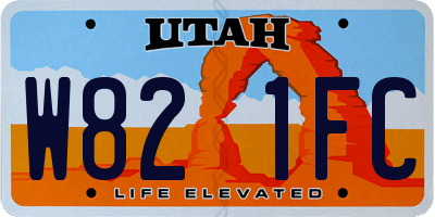 UT license plate W821FC