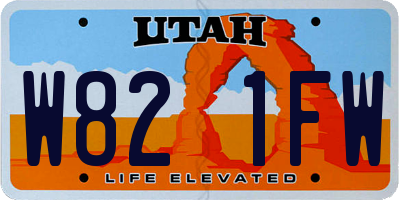 UT license plate W821FW