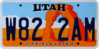 UT license plate W822AM