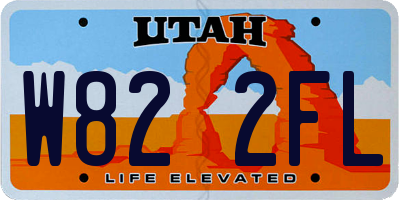 UT license plate W822FL