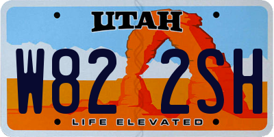 UT license plate W822SH