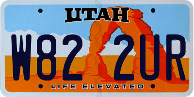 UT license plate W822UR