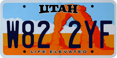 UT license plate W822YF