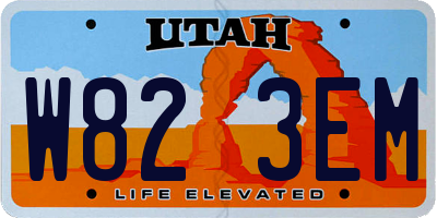 UT license plate W823EM