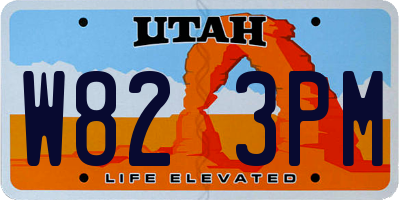 UT license plate W823PM